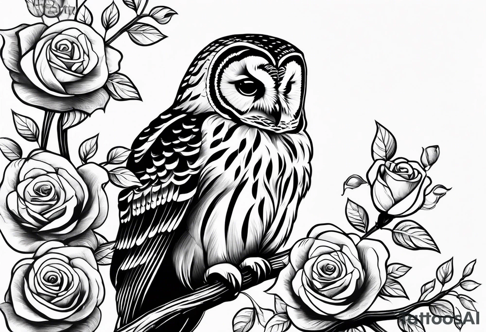 Barred owl and a rose tattoo idea