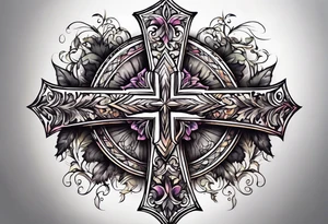 cross with watercolor backgound tattoo idea