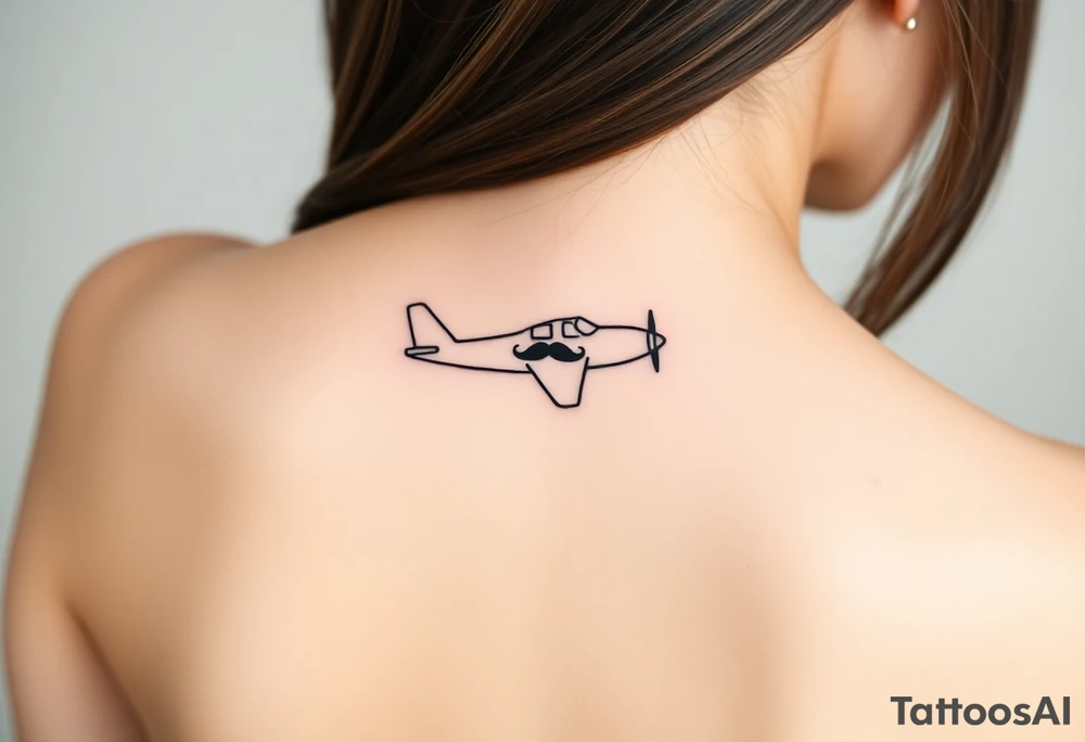 Little plane who has moustache tattoo idea