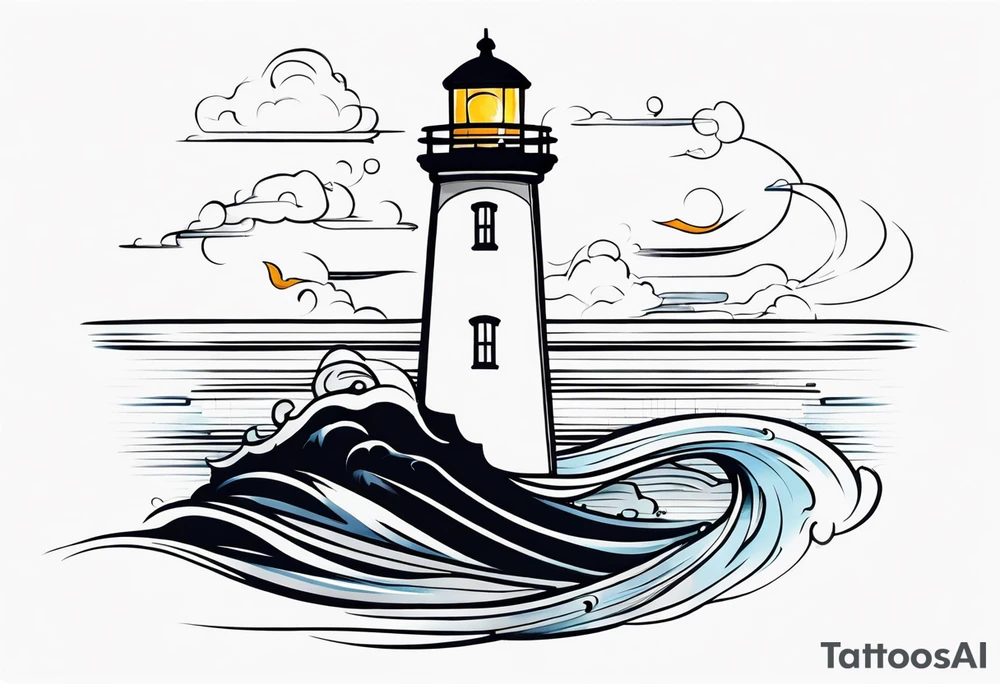 lighthouse fluid tattoo idea