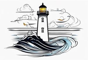 lighthouse fluid tattoo idea