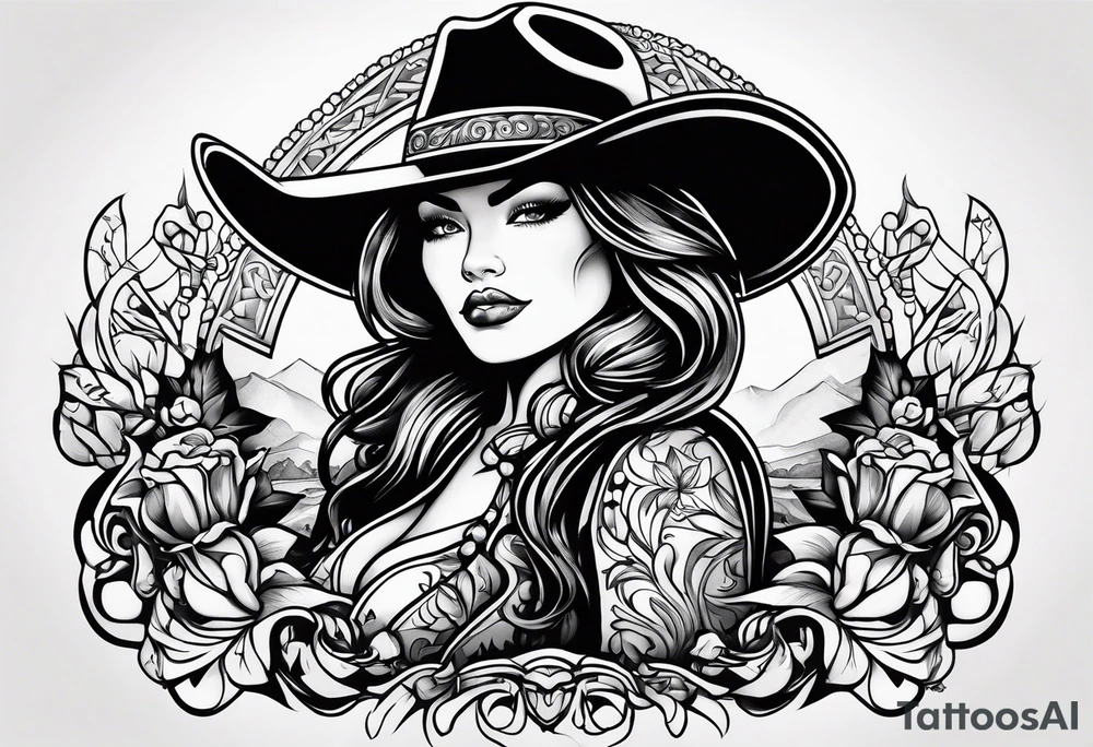 Neotraditional cowgirl tattoo tattoo idea