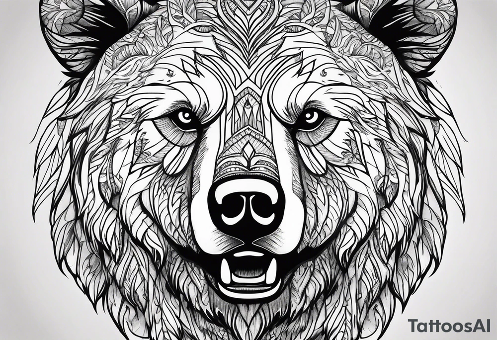 Bear face tattoo idea