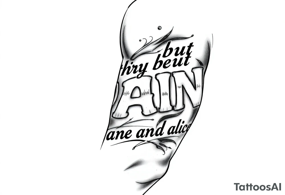 Gangster tattoo with the text” nothing but pain stuck in this game lookin for Fortune and fame” tattoo idea