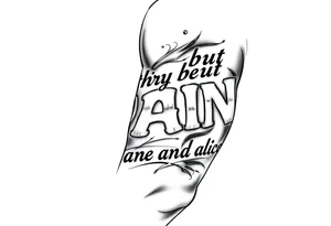 Gangster tattoo with the text” nothing but pain stuck in this game lookin for Fortune and fame” tattoo idea