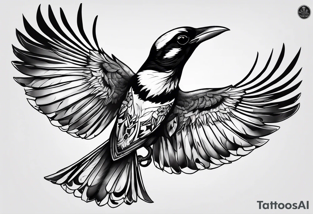 Dive chasing magpie tattoo idea