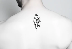 Coquis, stamp with daffodils, Lily of the valley, larkspur tattoo idea