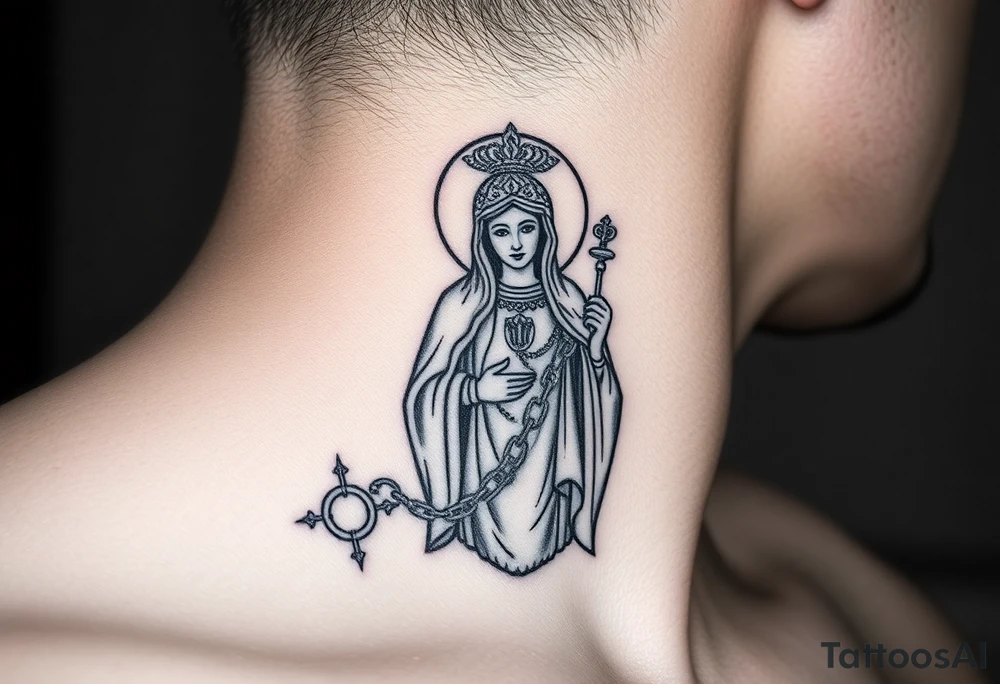 russian christian orthodox virgin mary holding the russian orthodox thurible chains tattoo idea