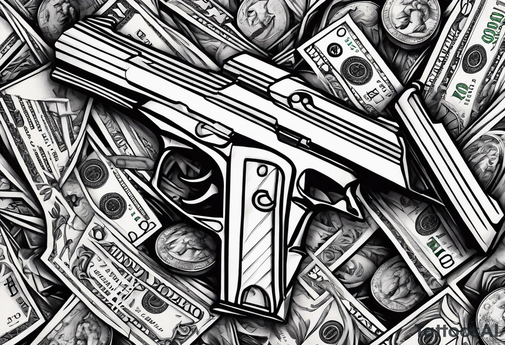 Money Withs Guns tattoo idea