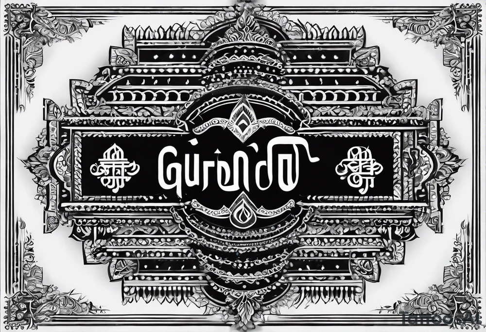 Tattoo ਨਿਰਭਉ ਨਿਰਵੈਰ written in Gurmukhi written text. Less detail tattoo idea