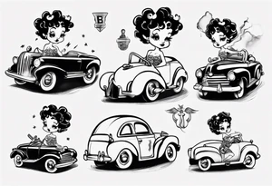 Betty boop riding car tattoo idea