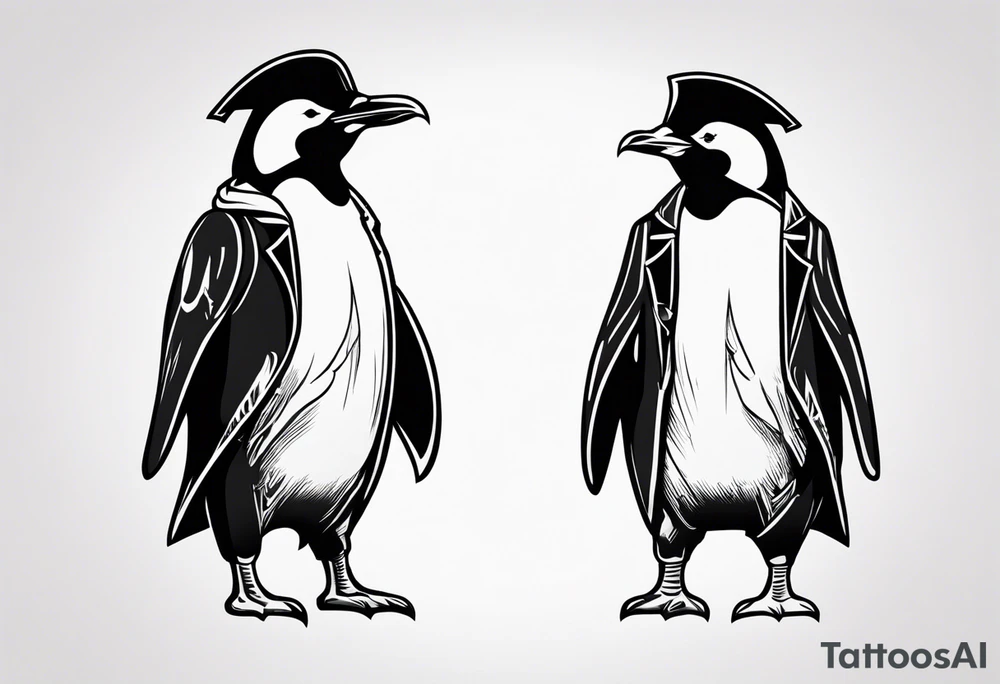 penguin dressed as a pirate tattoo idea