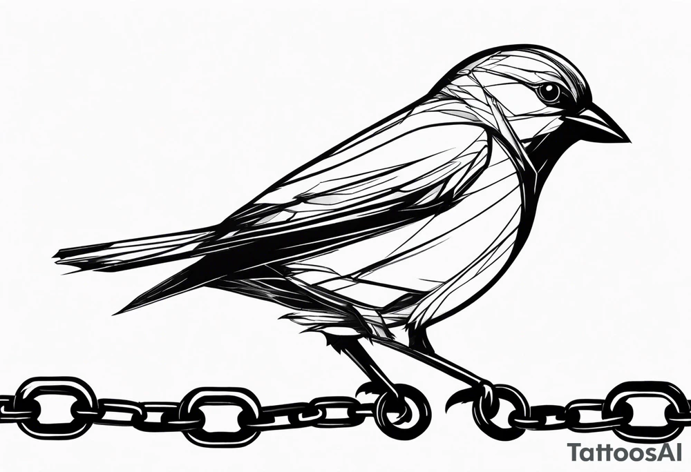 bird trying to free from chains around him tattoo idea