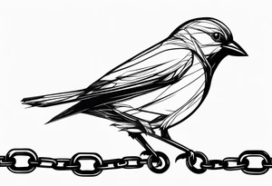 bird trying to free from chains around him tattoo idea