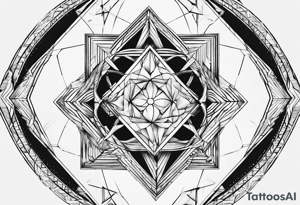 Illusione ottica con triangoli tattoo idea