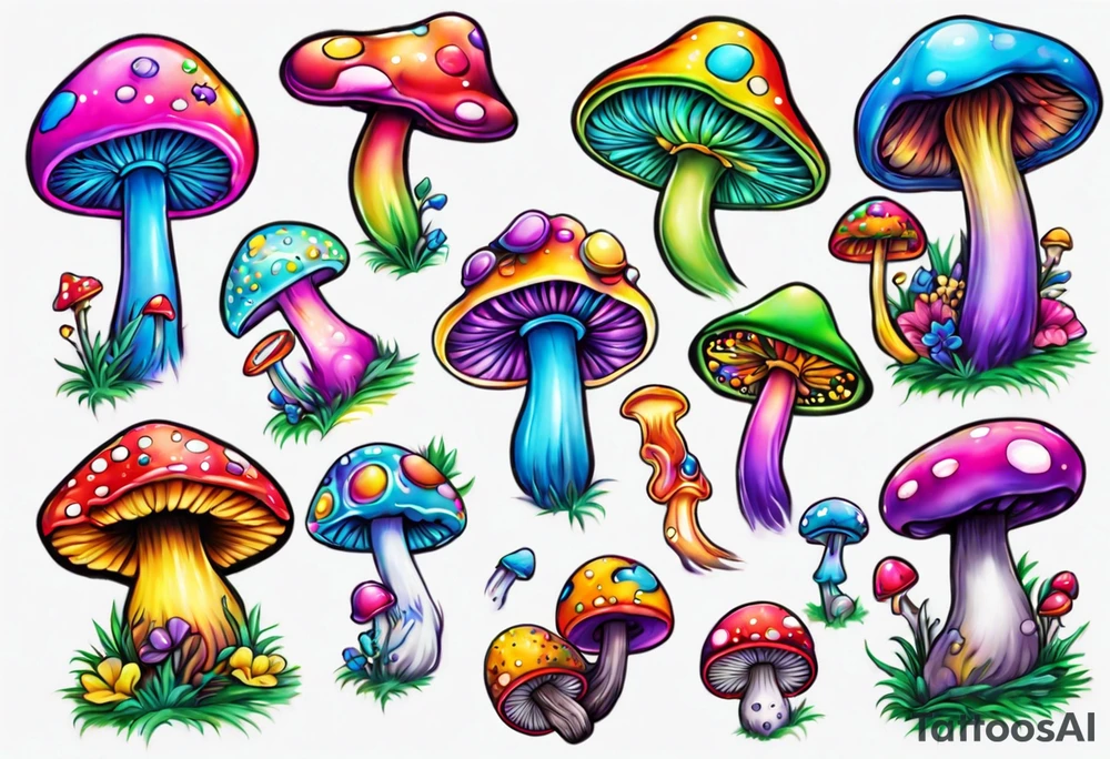 Lisa frank mushroom tattoo idea
