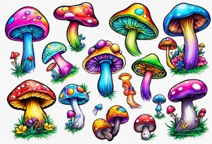 Lisa frank mushroom tattoo idea