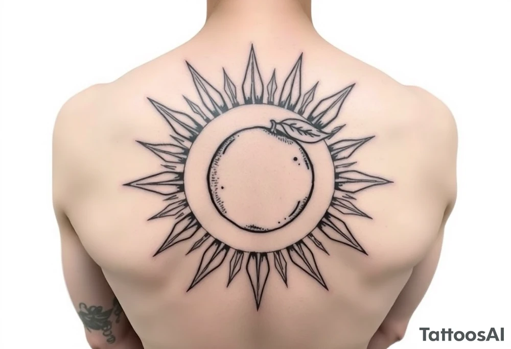 minimalistic lemon incorporated in a sun tattoo idea