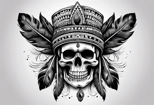 Skull with indian hat tattoo idea