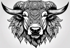 buffalo head tattoo idea