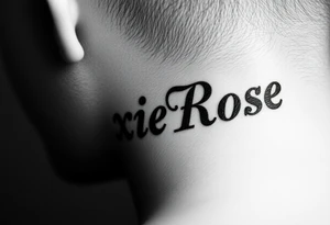 "PixieRose" in a gangsters Chicano calligraphy style font 
Tattoo idea above a man's eyebrow tattoo idea