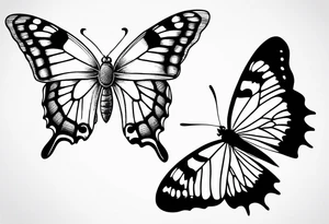 a butterfly and a moth next to each other small tattoo idea