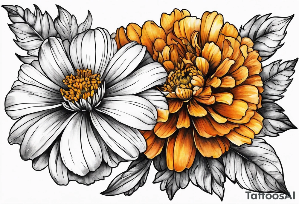 A stemless marigold tattoo idea