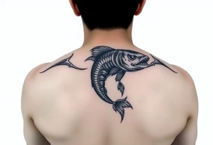 Evil black fishwrman tattoo idea