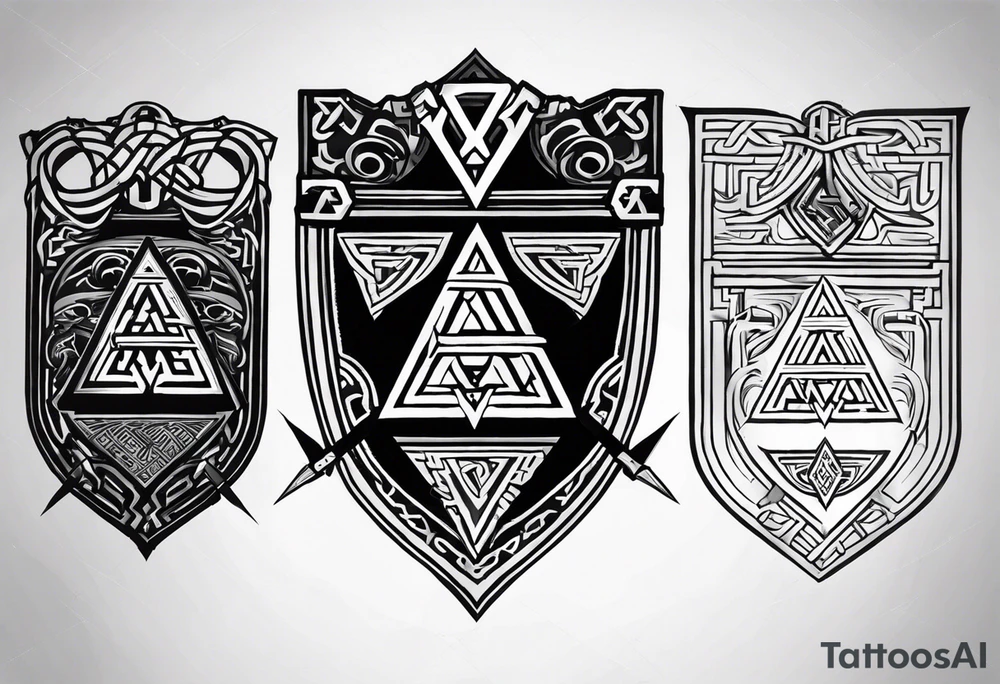 Valhalla shield sword valknut tattoo idea