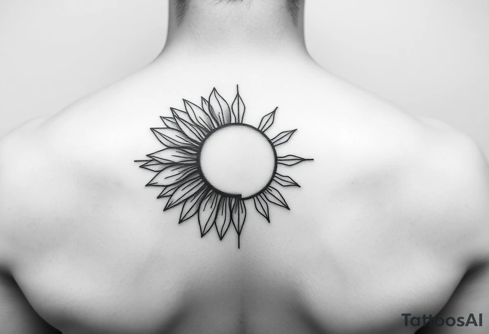 Half Sunflower, half sun tattoo that will "shine" on another small tattoo right above my elbow . It will go on my bicep with a stem, minimal and feminine tattoo idea