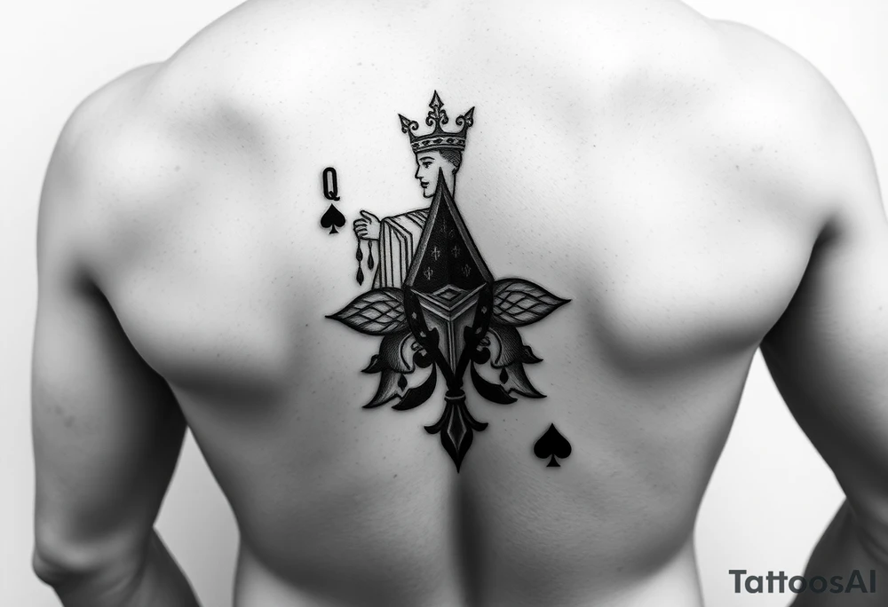 Queen of spades hip tattoo idea