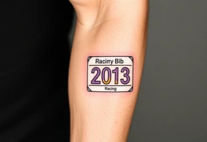 Racing half marathon bib 2013 purple and gold running safety pins tattoo idea