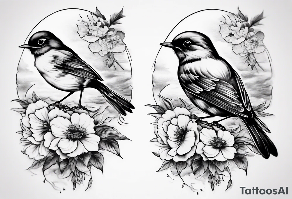 Nature Blooming, sleeve, robins, sleeve tattoo tattoo idea