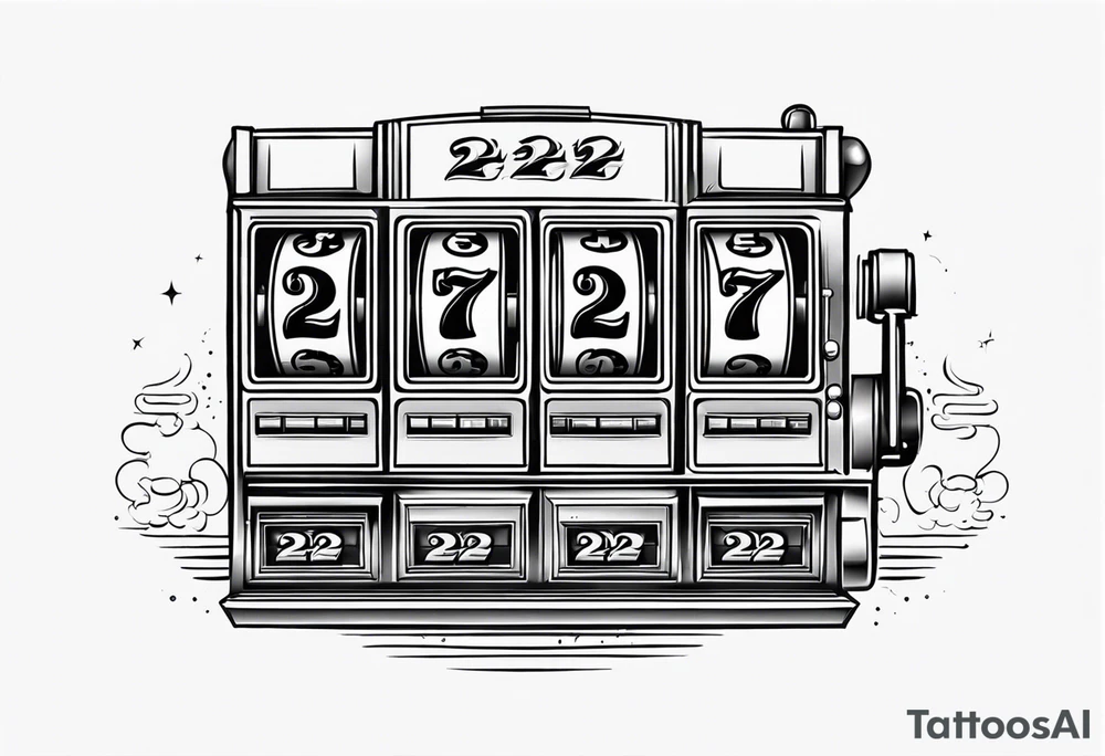 A slot machine landing on the numbers 222 tattoo idea