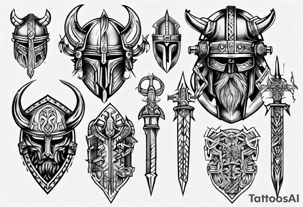 Viking armor mechanical symmetrical tattoo idea