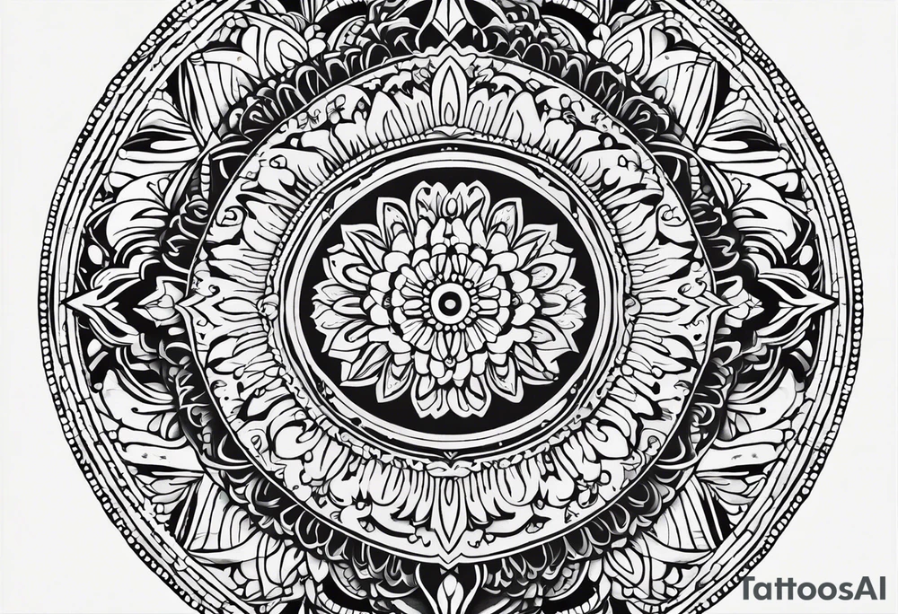 Mirrored style. Mexican mandala design minimalist fine line whimsical tattoo idea