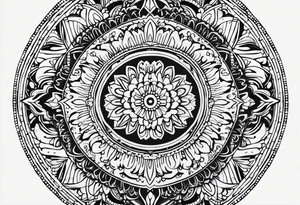 Mirrored style. Mexican mandala design minimalist fine line whimsical tattoo idea