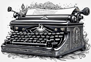 wizard coming out of a typewriter tattoo idea