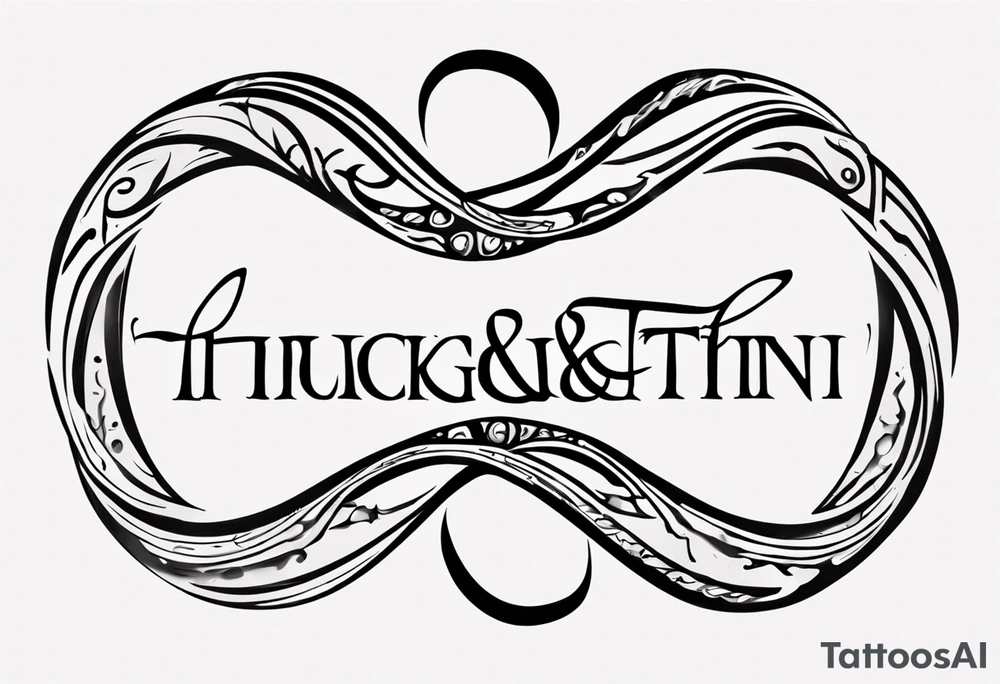 text "Through thick & thin". written in the shape of an infinity sign tattoo idea