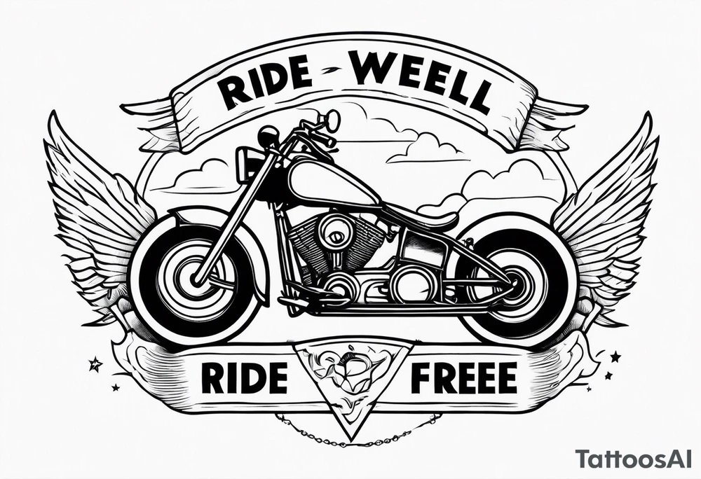The words “ride well, ride free” tattoo idea
