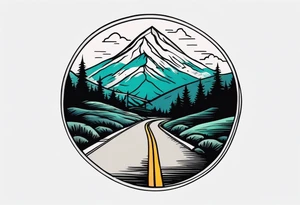 road into mountain tattoo idea