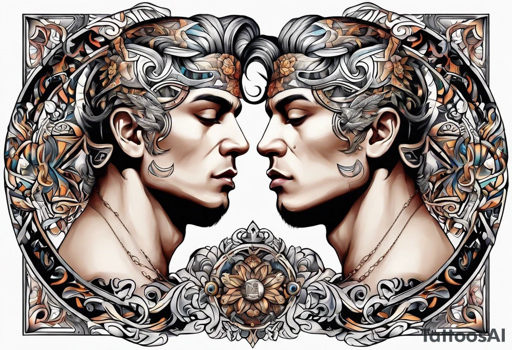 Gemini twins male tattoo idea