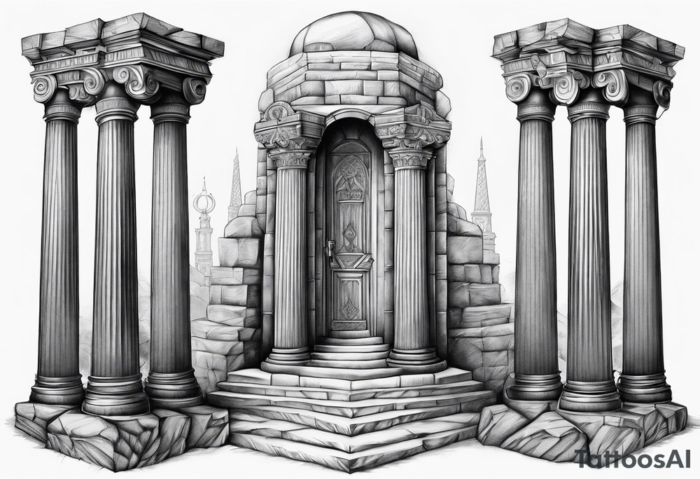 Jachin and boaz pillars masonic tattoo idea