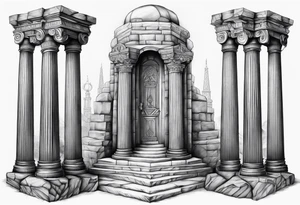 Jachin and boaz pillars masonic tattoo idea