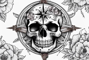 Compass wonderland skulls tattoo idea