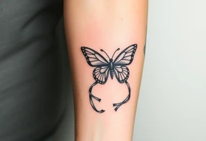 ethereal butterfly with flowing silk ribbons in moonlight tattoo idea