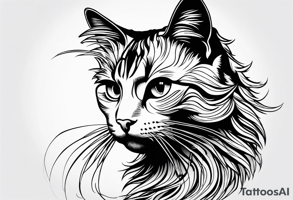 cat with logo "MRBG" tattoo idea