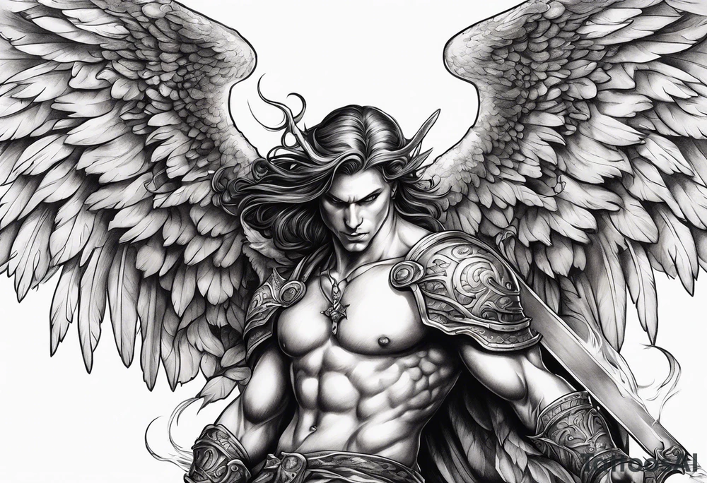 A biblically accurate angel slaying a demon tattoo idea