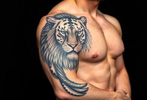 the king of the jungle sleeve tattoo idea