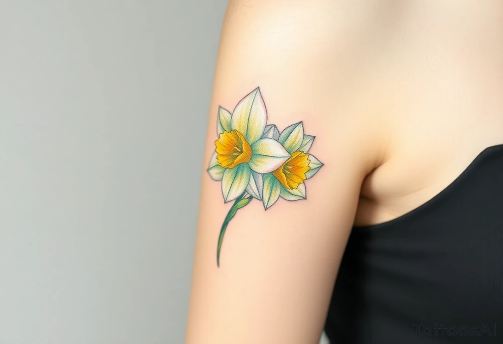 daffodil and the jonquil aquamarine color tattoo idea